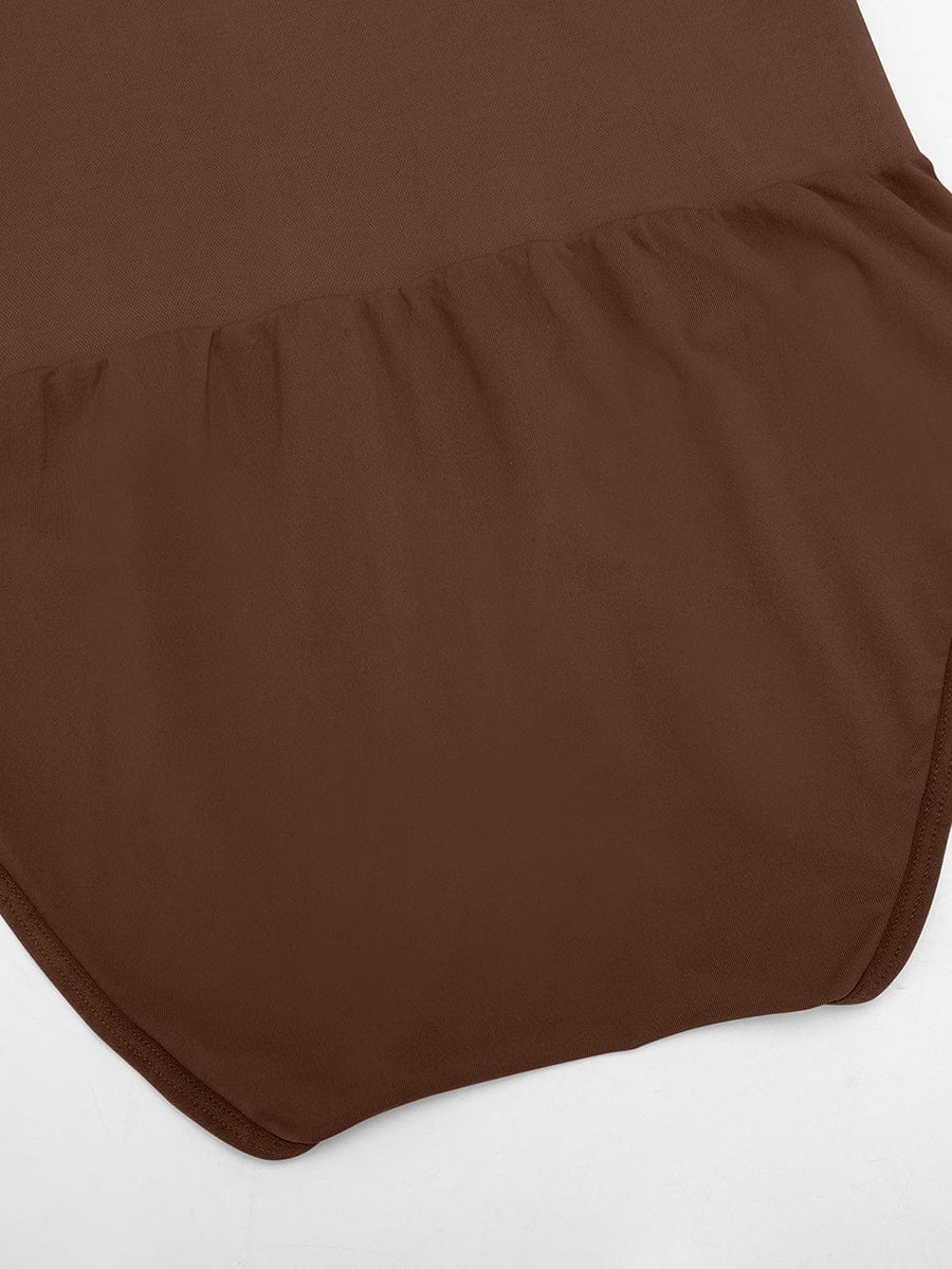 Wholesale Seamless Crew Neck Long Sleeve Tummy Control Snap Crotch Briefs Bodysuit.