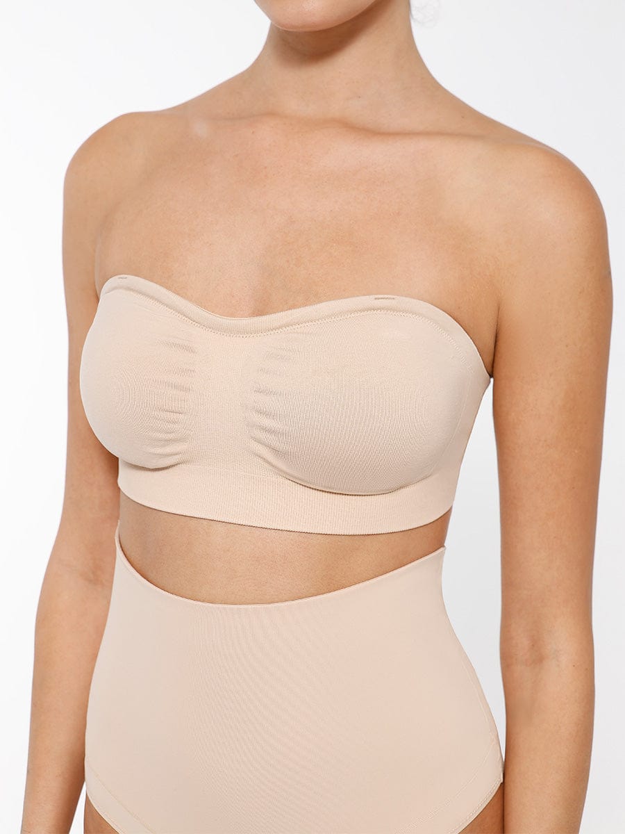 Wholesale Seamless Strapless Wireless Breast Support Bra with Removable Cup Pad.