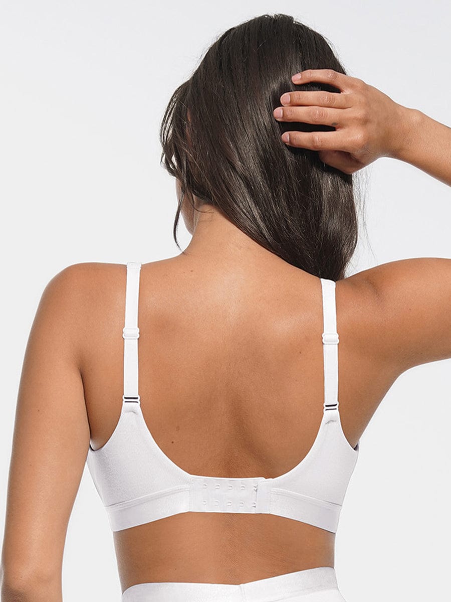 Wholesale Deep V Neck Rib Modal All Day Wear Bralette with Removable Pads.