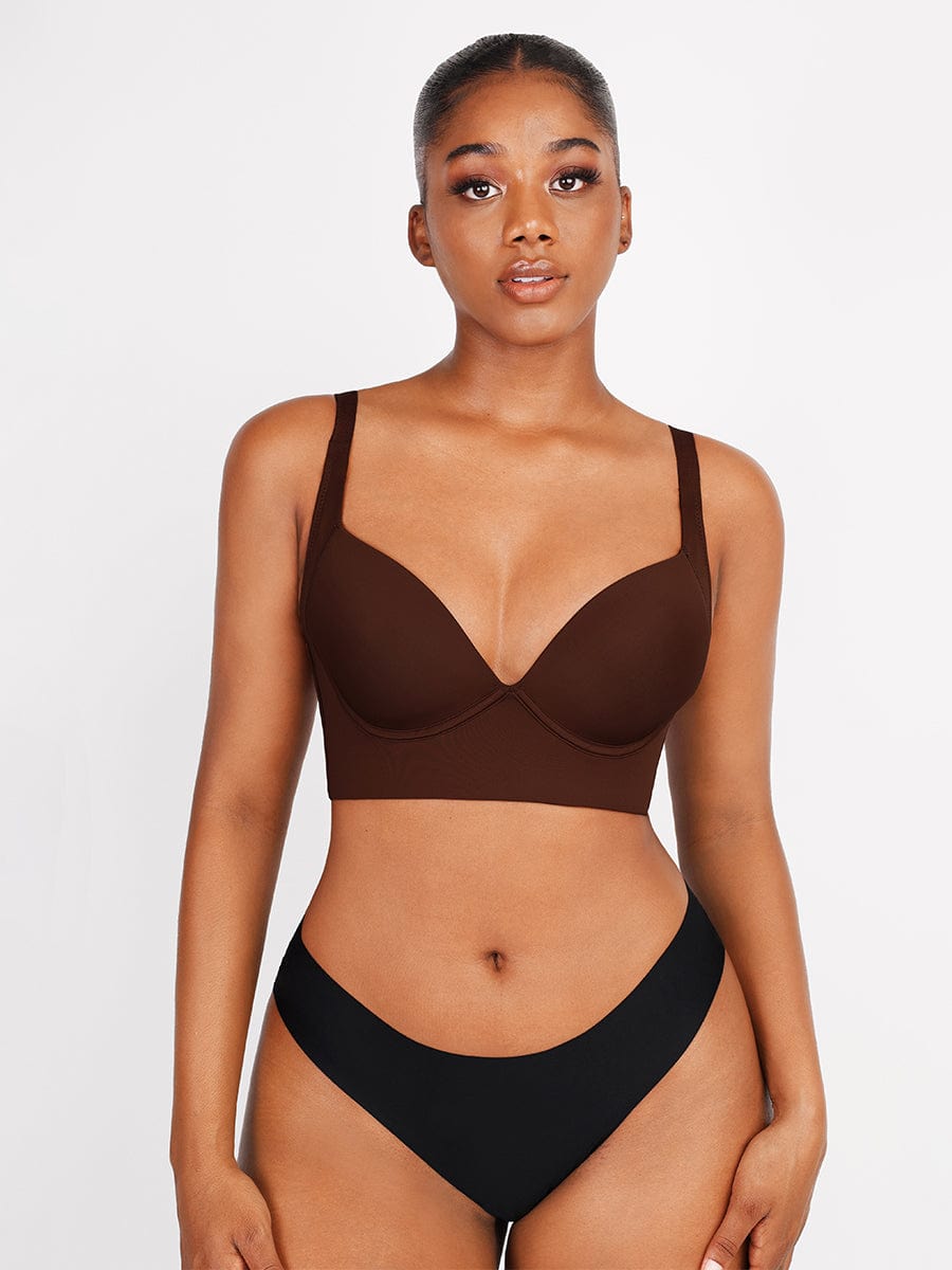 Wholesale Brown Underwire Push-Up Sculpting Uplift Hide Back Fat Full Coverage Bra.