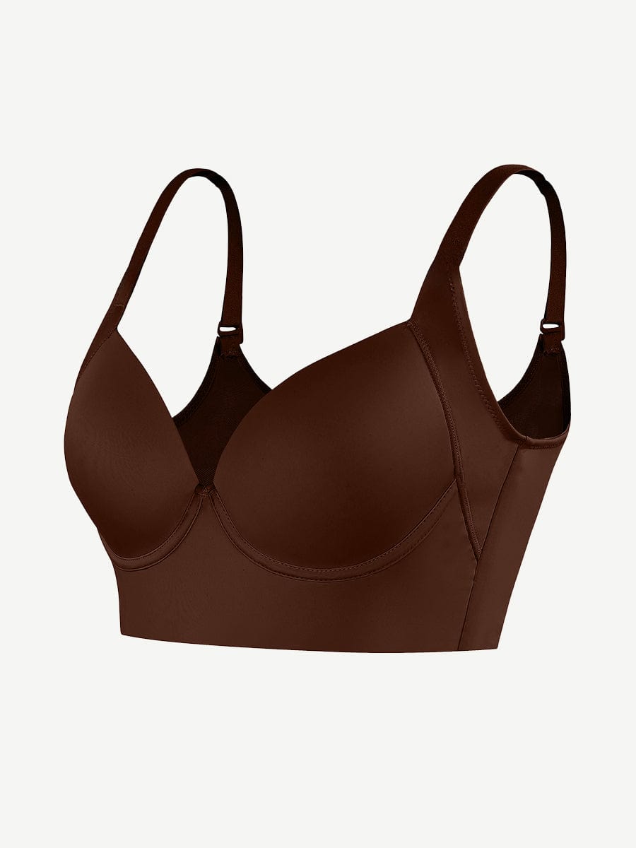 Wholesale Brown Underwire Push-Up Sculpting Uplift Hide Back Fat Full Coverage Bra.