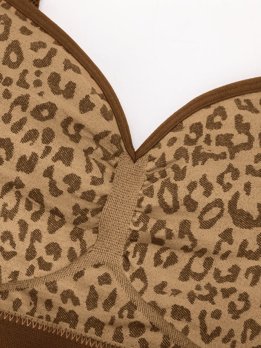 Wholesale Seamless Leopard Print Bust Support Bra with Adjustable Straps.