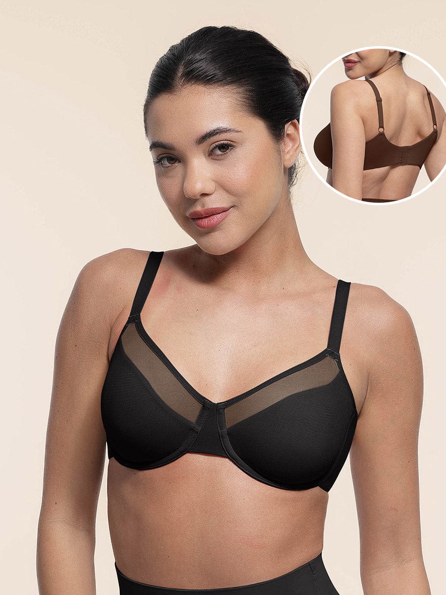 Wholesale Sexy Mesh Full Coverage Unlined Underwire Bra with Adjustable Straps.