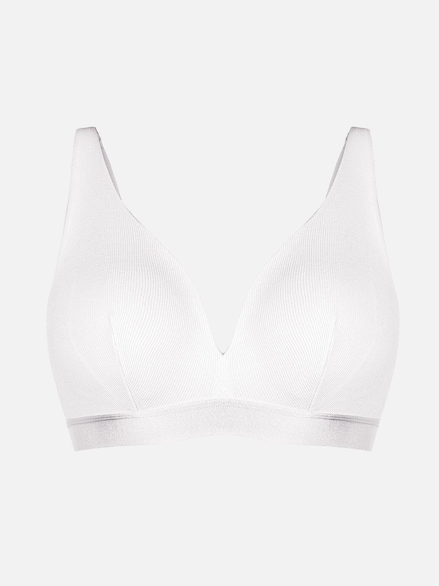 Wholesale Deep V Neck Rib Modal All Day Wear Bralette with Removable Pads.