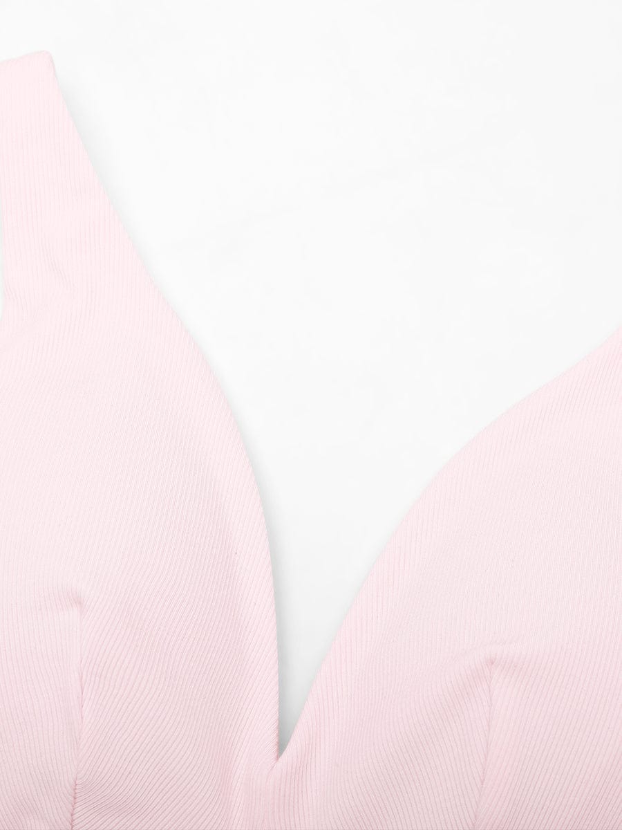 Wholesale Deep V Neck Rib Modal All Day Wear Bralette with Removable Pads.