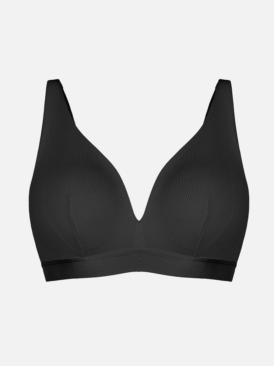 Wholesale Deep V Neck Rib Modal All Day Wear Bralette with Removable Pads.