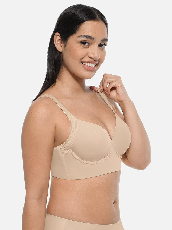 Skin Underwire Push-Up Sculpting Uplift Hide Back Fat Full Coverage Bra