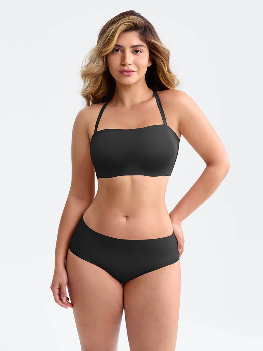 Strapless Anti Slip Bandeau Bra Fixed Molded Cups FeelSoft Fabric Nipple Coverage.
