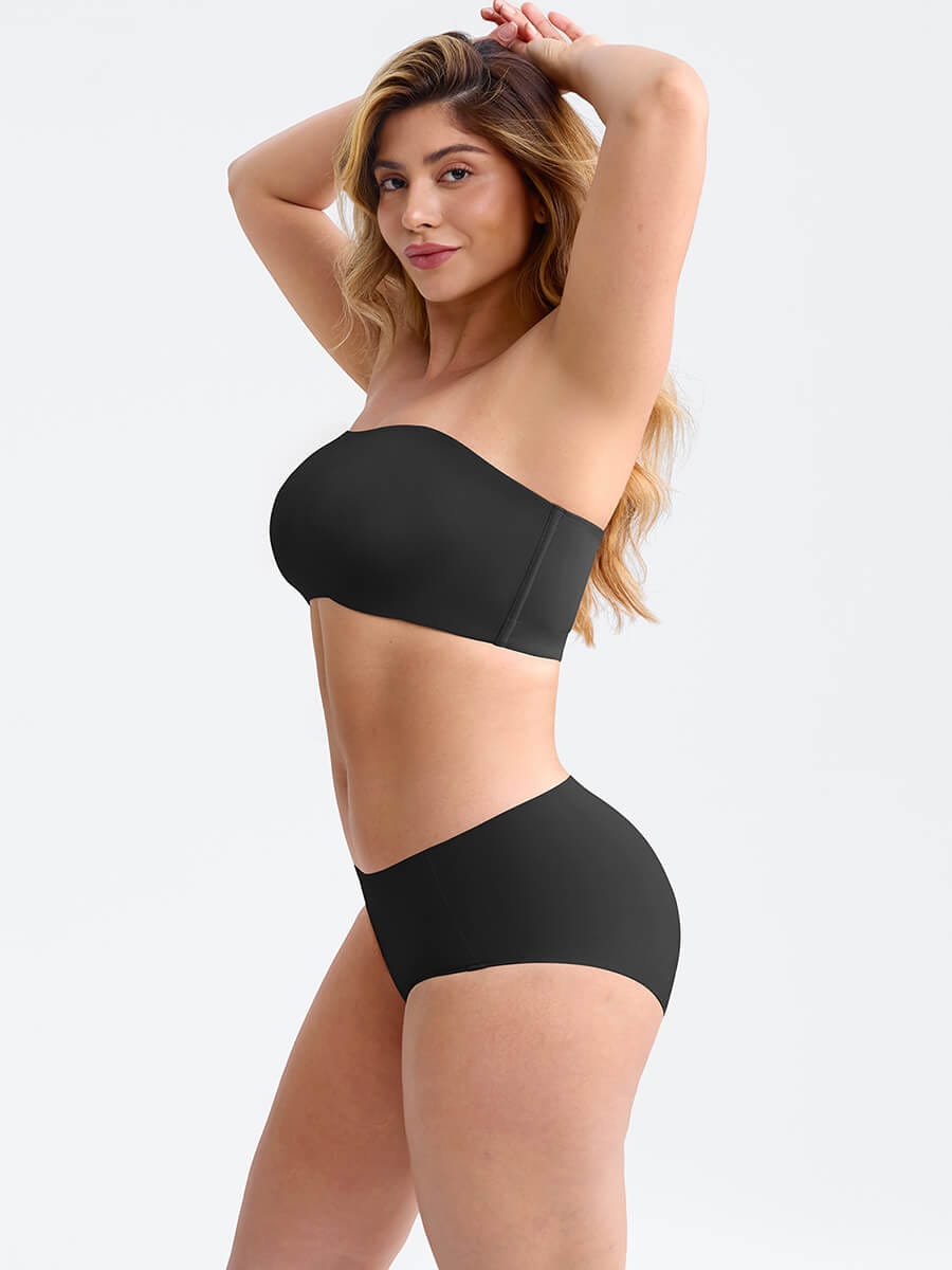 Strapless Anti Slip Bandeau Bra Fixed Molded Cups FeelSoft Fabric Nipple Coverage.