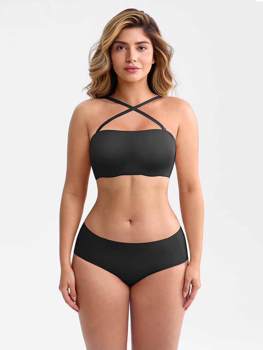 Strapless Anti Slip Bandeau Bra Fixed Molded Cups FeelSoft Fabric Nipple Coverage.