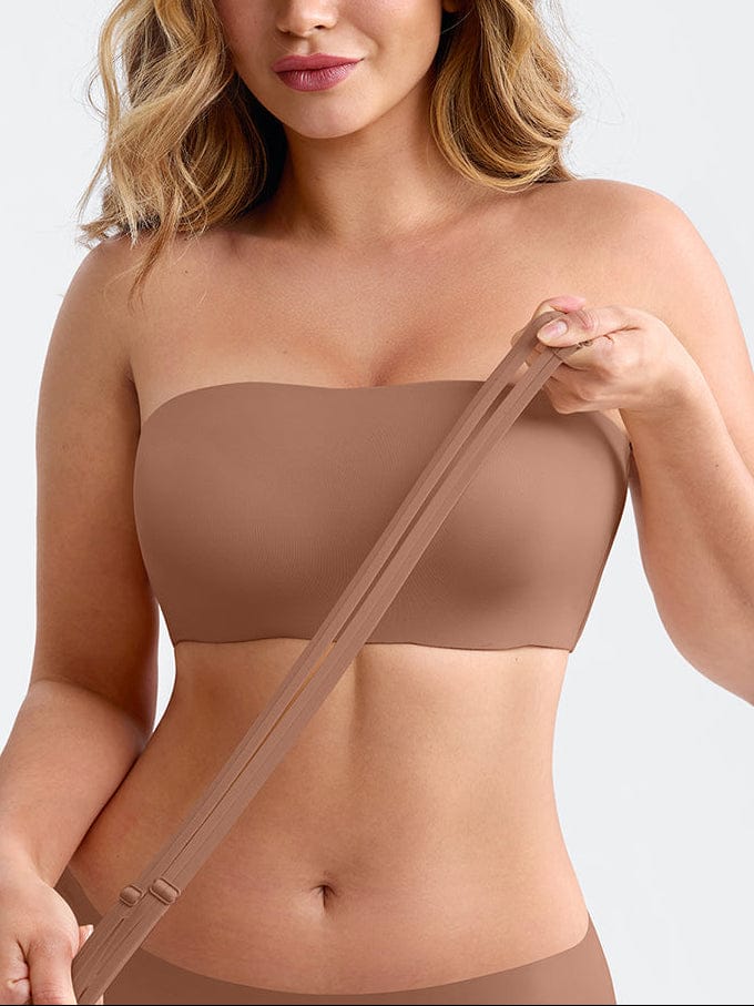 Strapless Anti Slip Bandeau Bra Fixed Molded Cups FeelSoft Fabric Nipple Coverage.