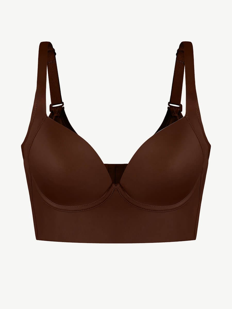 Wholesale Brown Underwire Push-Up Sculpting Uplift Hide Back Fat Full Coverage Bra.