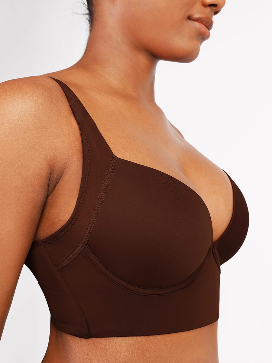 Wholesale Brown Underwire Push-Up Sculpting Uplift Hide Back Fat Full Coverage Bra.