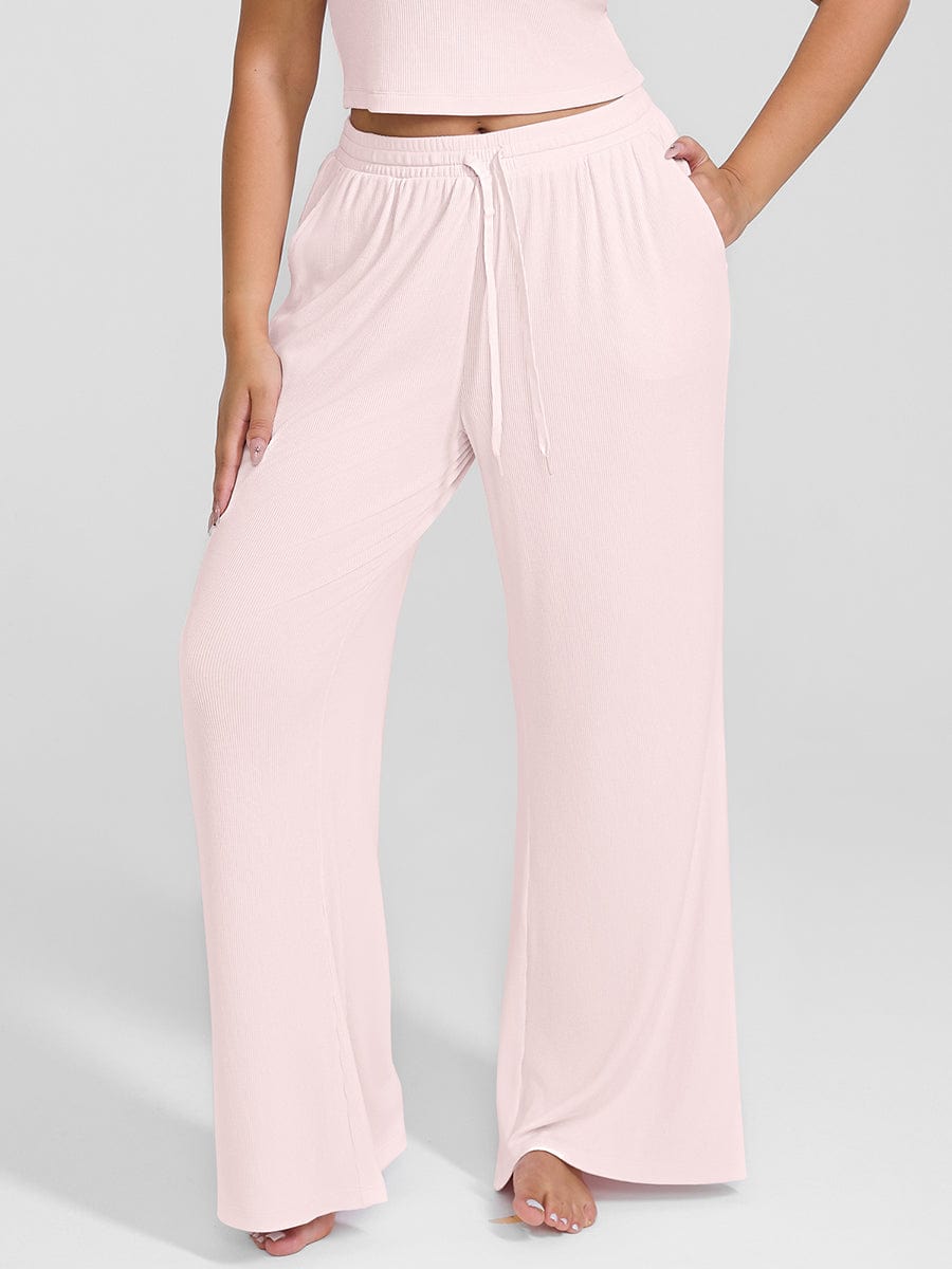 Wholesale Rayon Ribbed Wide Leg Lounge Pants.
