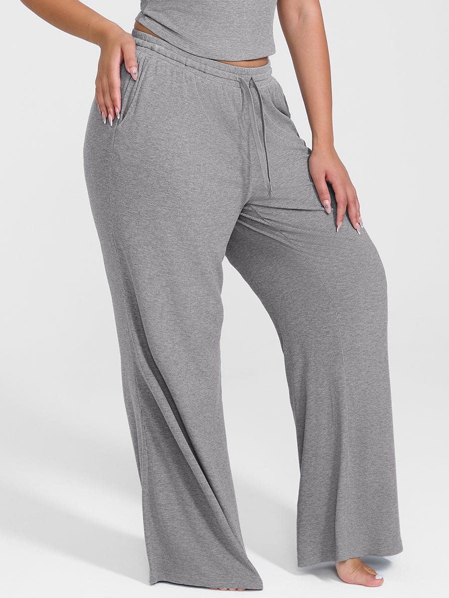 Wholesale Rayon Ribbed Wide Leg Lounge Pants.