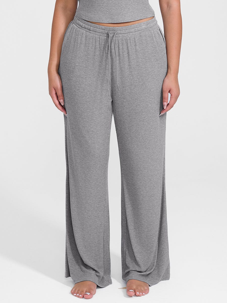 Wholesale Rayon Ribbed Wide Leg Lounge Pants.