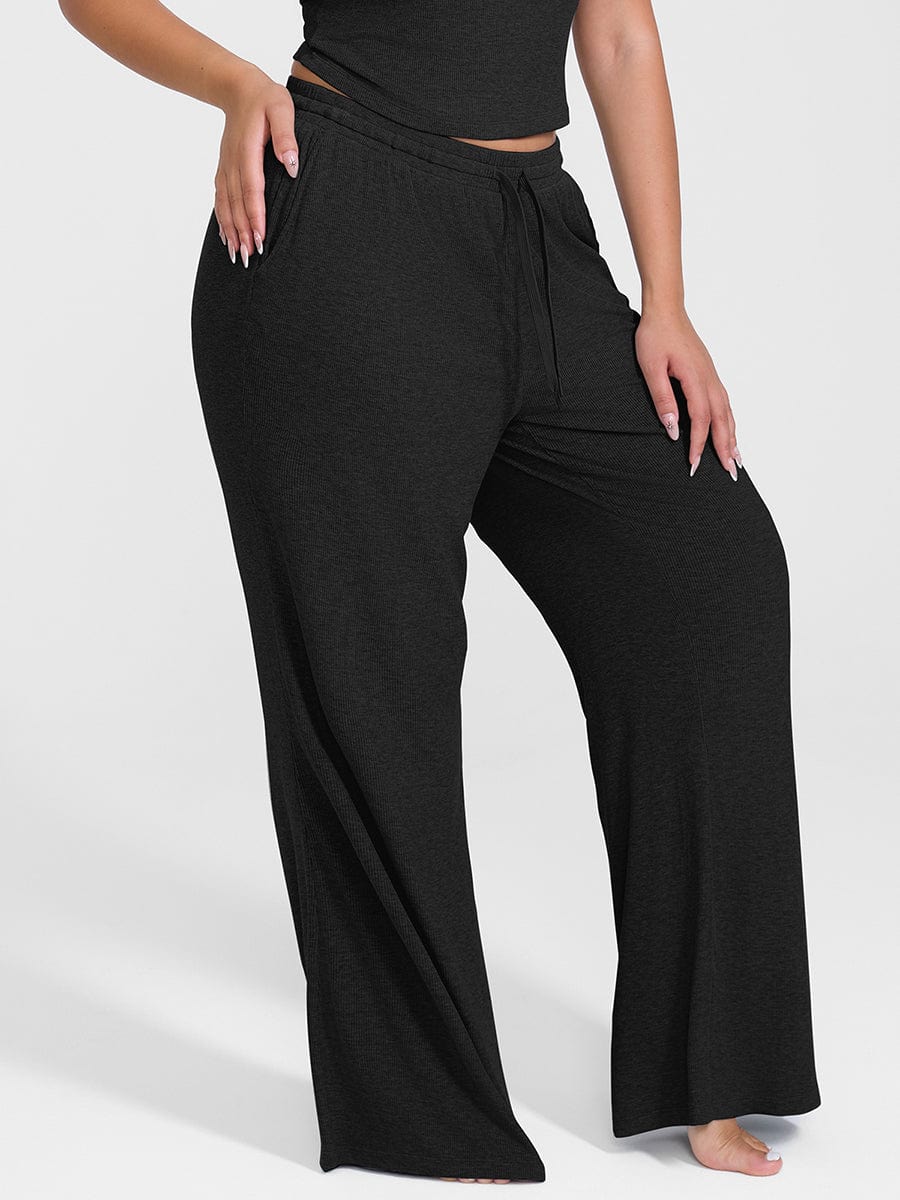 Wholesale Rayon Ribbed Wide Leg Lounge Pants.