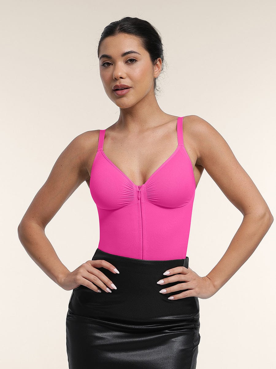 Wholesale Seamless Plunge Chest Support Bodysuit with Clips Inside.