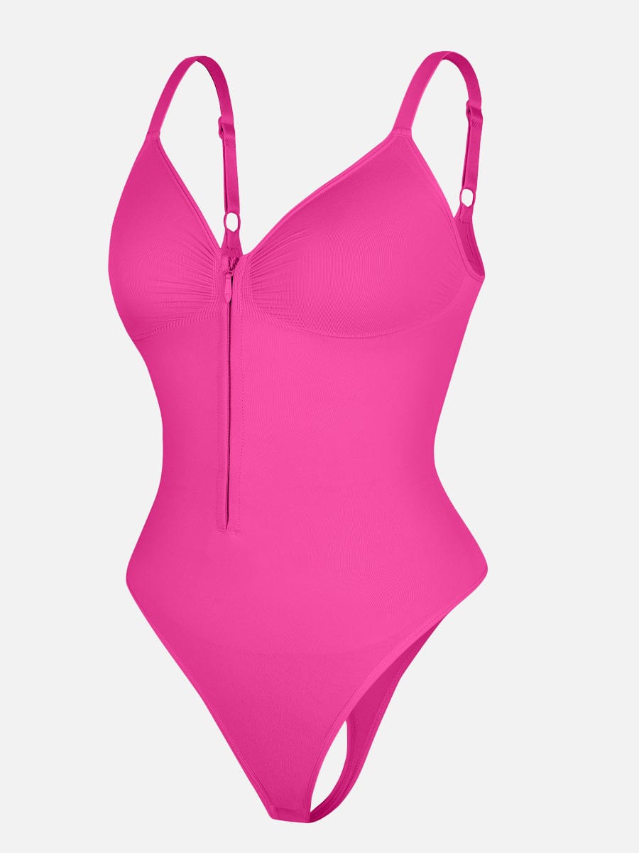 Wholesale Seamless Plunge Chest Support Bodysuit with Clips Inside.