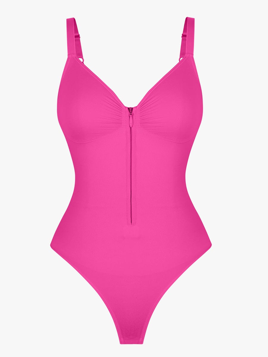 Wholesale Seamless Plunge Chest Support Bodysuit with Clips Inside.