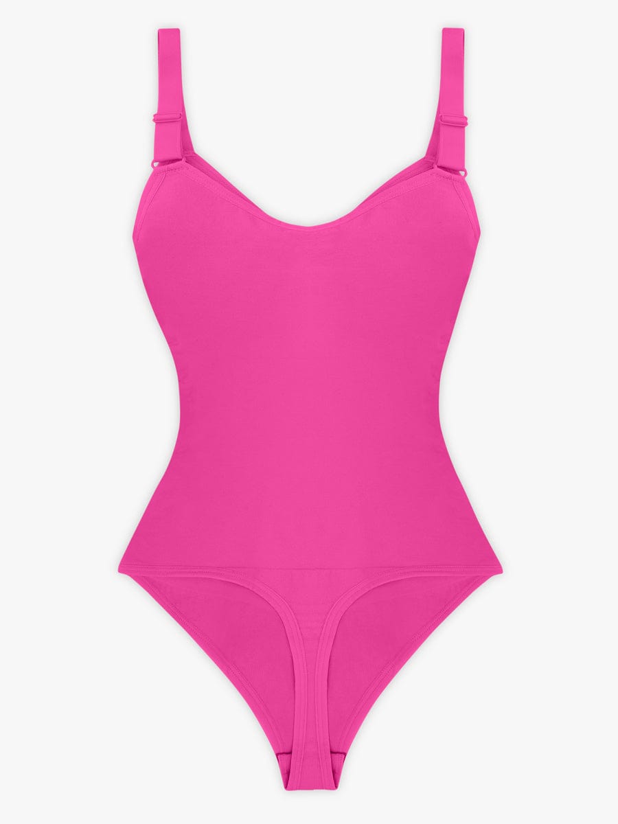 Wholesale Seamless Plunge Chest Support Bodysuit with Clips Inside.