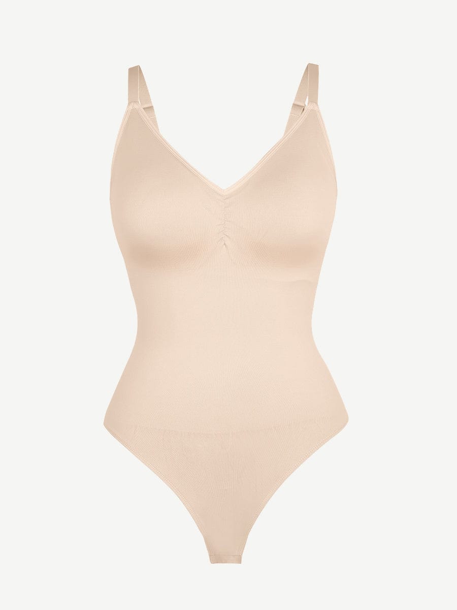 Wholesale Seamless Built-in Bra Waist and Tummy Control Thong Bodysuit.