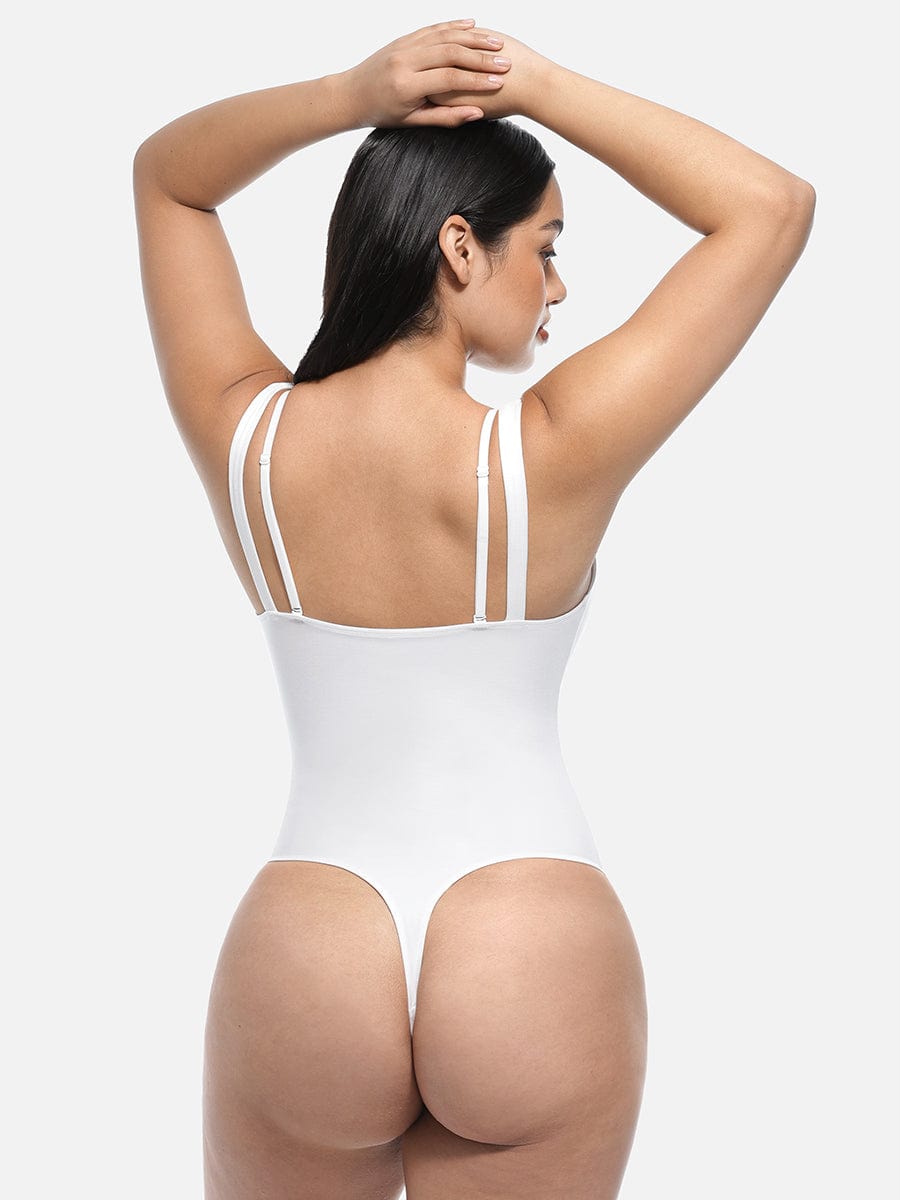 Wholesale Lace V-Neck T-Back Waist and Abdomen Shaping Thong Bodysuit.