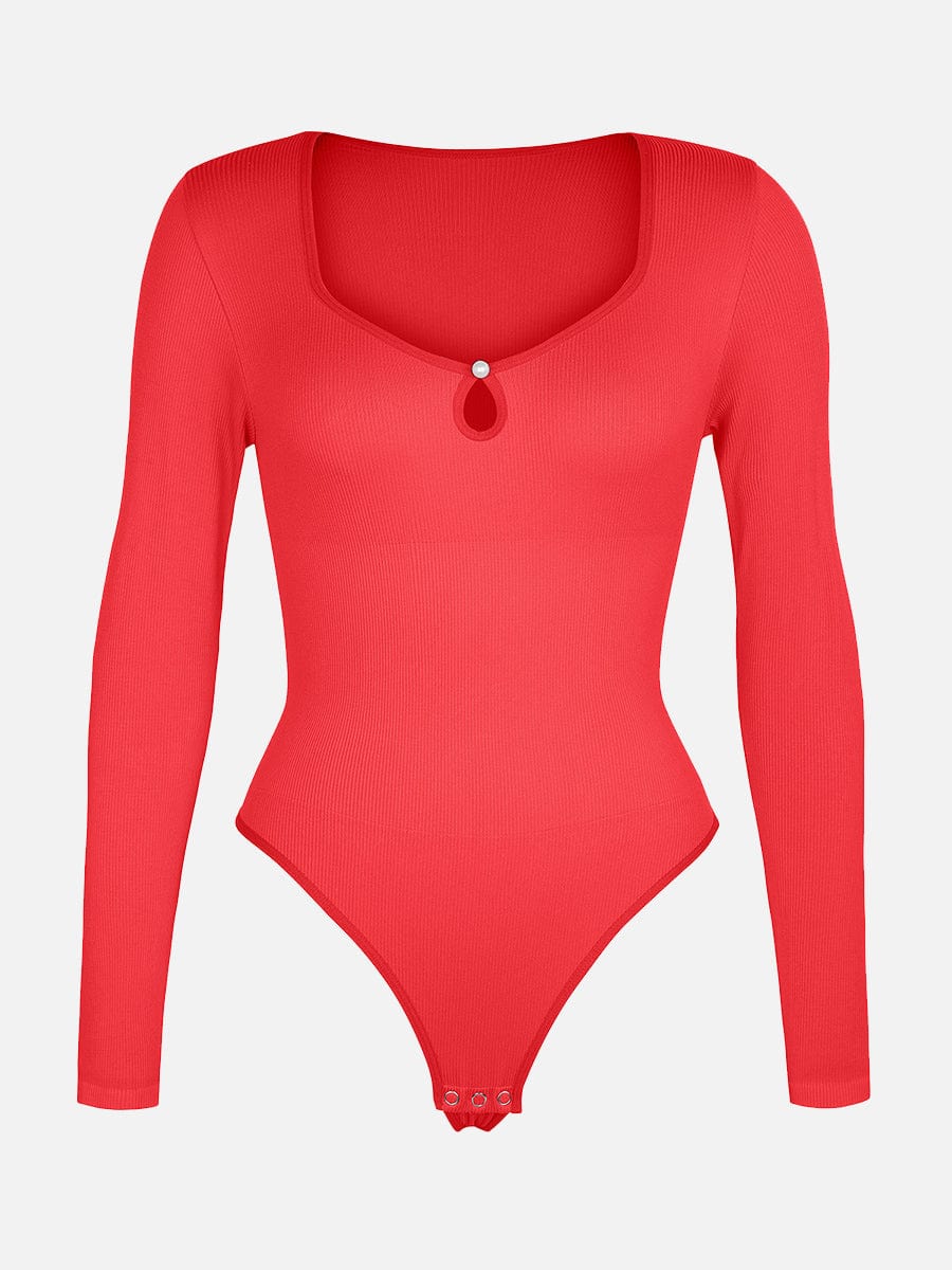 Wholesale Seamless Ribbed Sexy Hollow Scoop Neck Waist Tummy Control Thong Bodysuit.