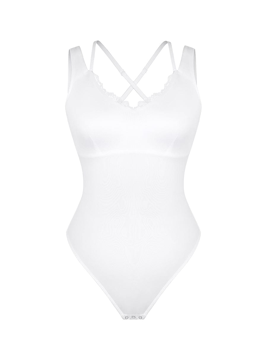 Wholesale Lace V-Neck T-Back Waist and Abdomen Shaping Thong Bodysuit.