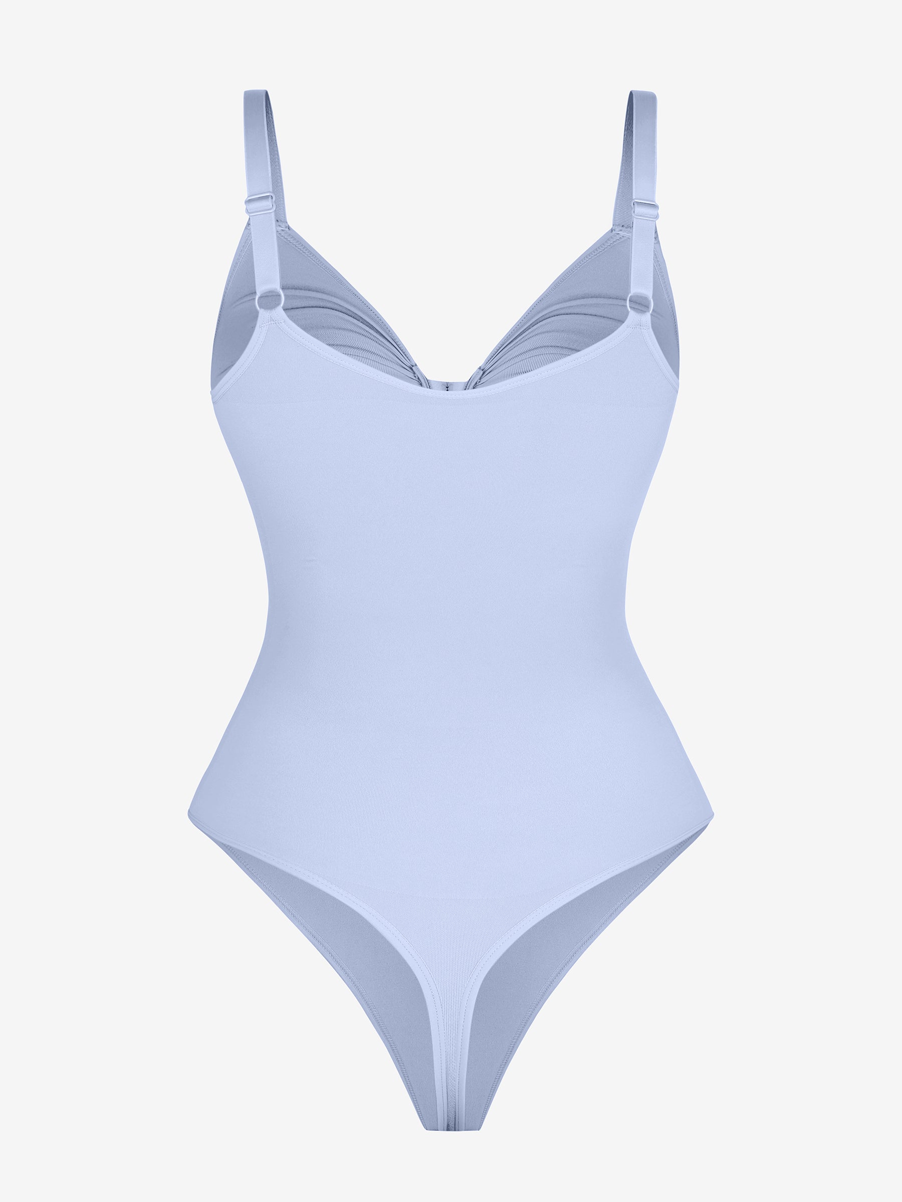 Wholesale Seamless Plunge Chest Support Bodysuit with Clips Inside.