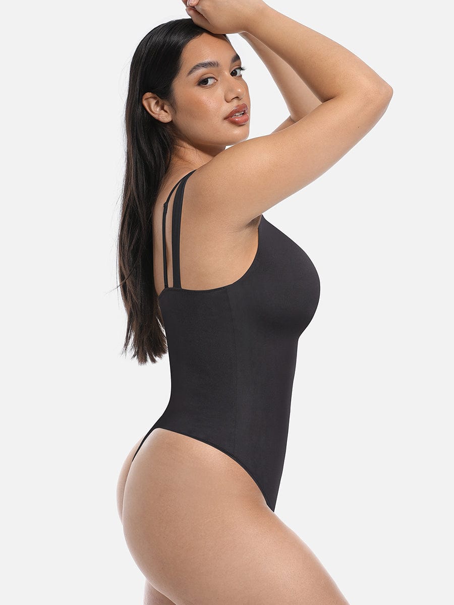 Wholesale Lace V-Neck T-Back Waist and Abdomen Shaping Thong Bodysuit.