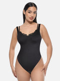 Wholesale Lace V-Neck T-Back Waist and Abdomen Shaping Thong Bodysuit.