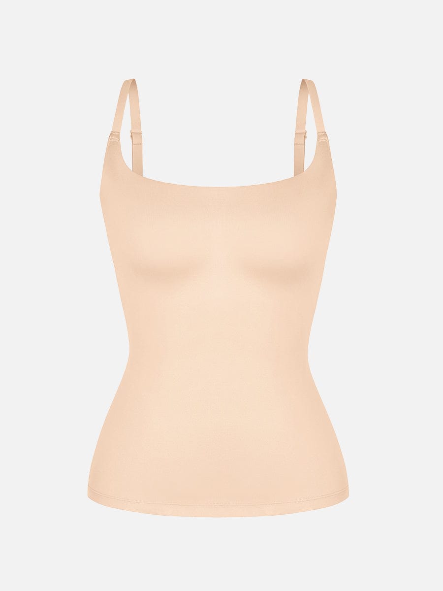 Wholesale Scoop Neck Tank Top with Light Shaping and Anti-Sheer Bust Lining.