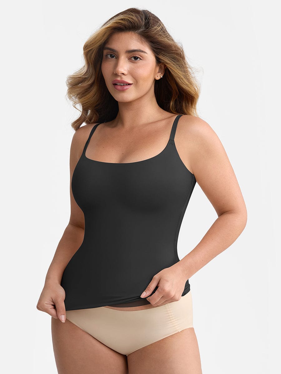 Wholesale Scoop Neck Tank Top with Light Shaping and Anti-Sheer Bust Lining.