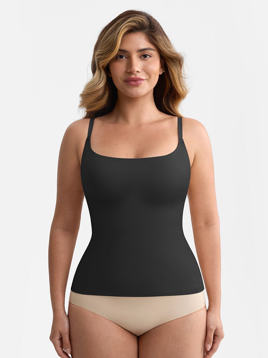 Wholesale Scoop Neck Tank Top with Light Shaping and Anti-Sheer Bust Lining.