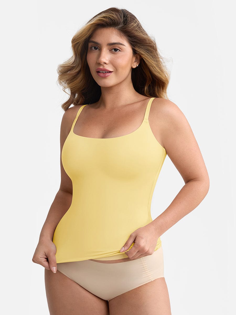 Wholesale Scoop Neck Tank Top with Light Shaping and Anti-Sheer Bust Lining.