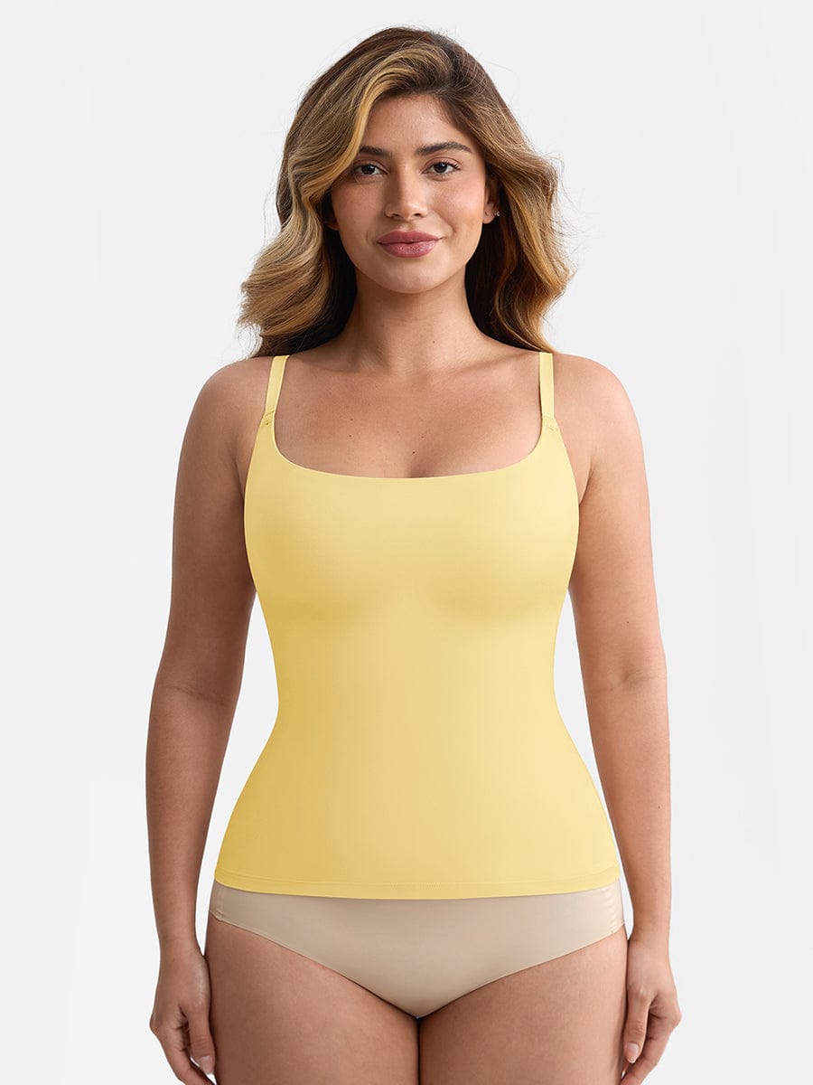 Wholesale Scoop Neck Tank Top with Light Shaping and Anti-Sheer Bust Lining.