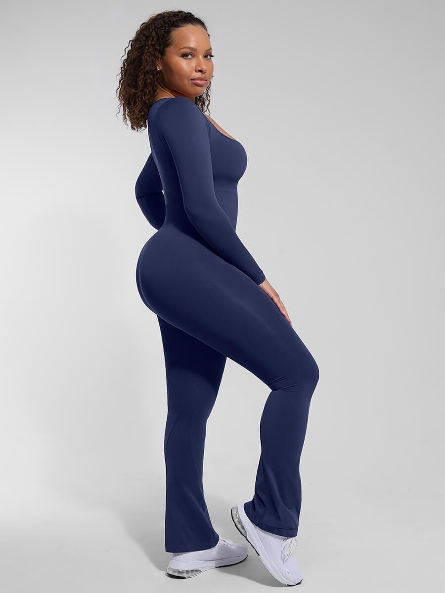 Wholesale Seamless Inverted T-shoulder one-piece Flared Pants