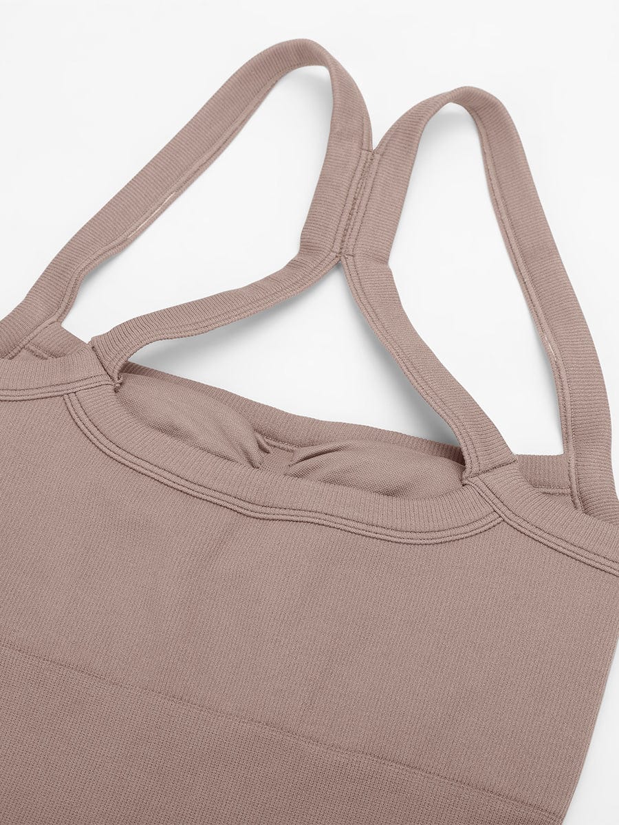 Wholesale Seamless Sports Shaping 2 in 1 Waist and Tummy Control Bra-free Jumpsuit.
