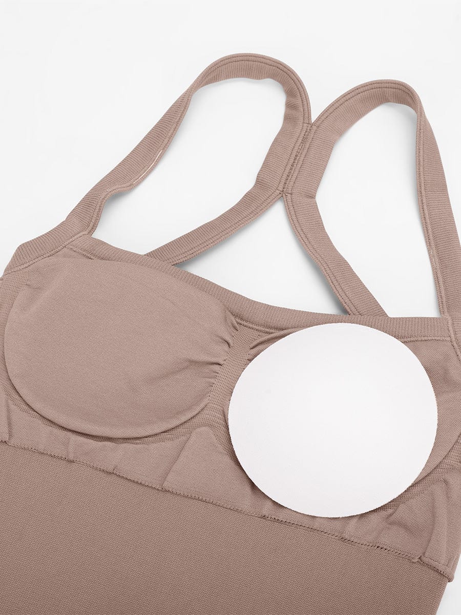 Wholesale Seamless Sports Shaping 2 in 1 Waist and Tummy Control Bra-free Jumpsuit.
