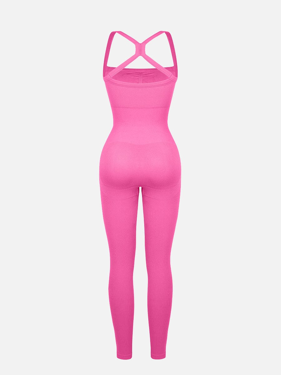 Wholesale Seamless Sports Shaping 2 in 1 Waist and Tummy Control Bra-free Jumpsuit.