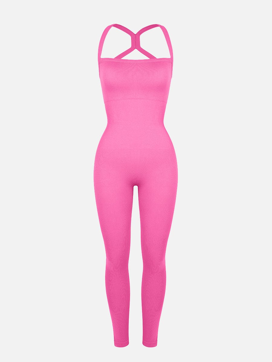Wholesale Seamless Sports Shaping 2 in 1 Waist and Tummy Control Bra-free Jumpsuit.