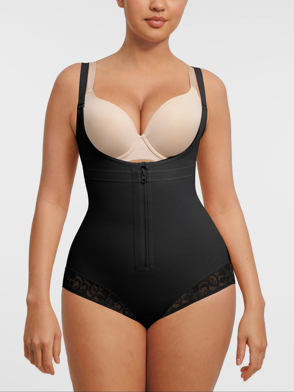 Wholesale U-shaped Bust Lifting Front Zipper Lace Shapewear.