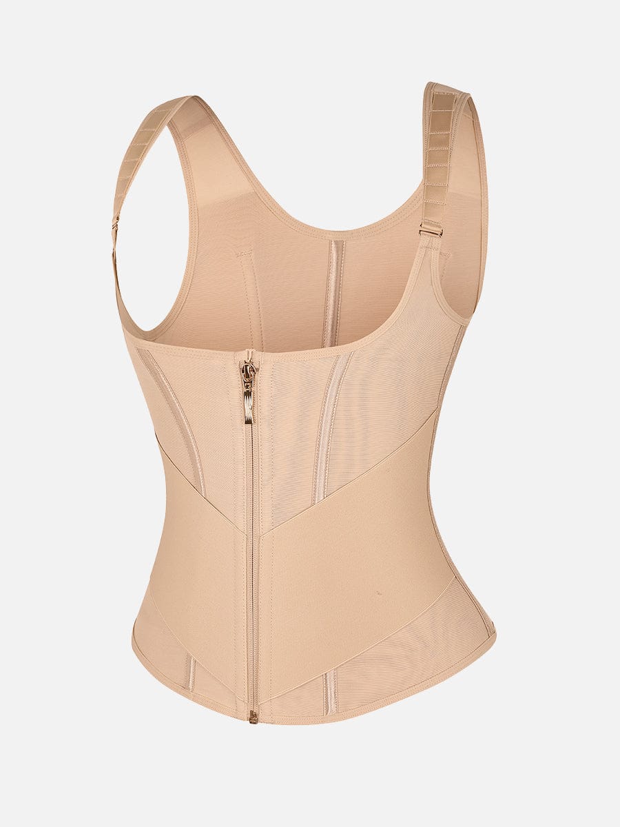 Wholesale 7 Steel Bones Mesh Chest Support Waist Cincher Tank Top with Adjustable Strap.