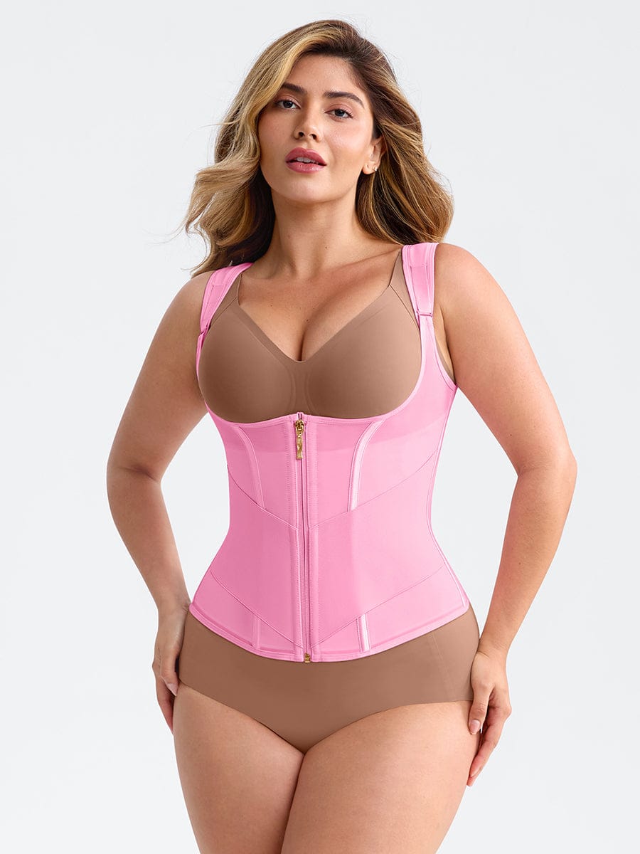 Wholesale 7 Steel Bones Mesh Chest Support Waist Cincher Tank Top with Adjustable Strap.