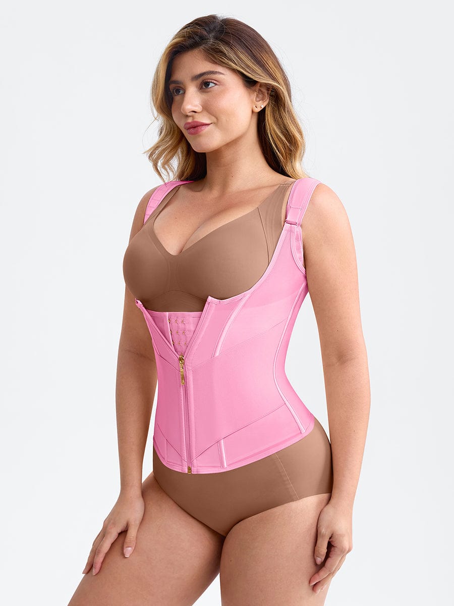 Wholesale 7 Steel Bones Mesh Chest Support Waist Cincher Tank Top with Adjustable Strap.