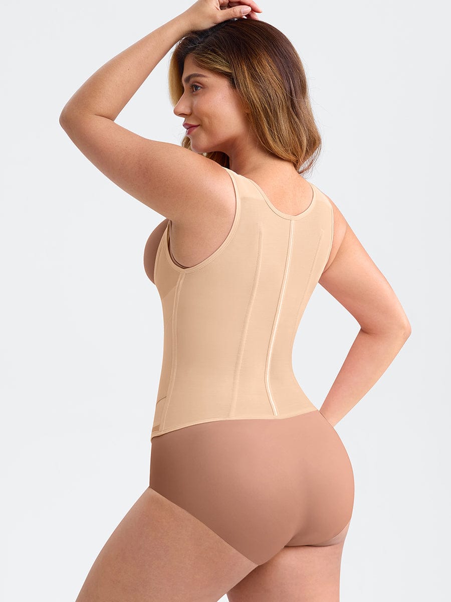 Wholesale 7 Steel Bones Mesh Chest Support Waist Cincher Tank Top with Adjustable Strap.