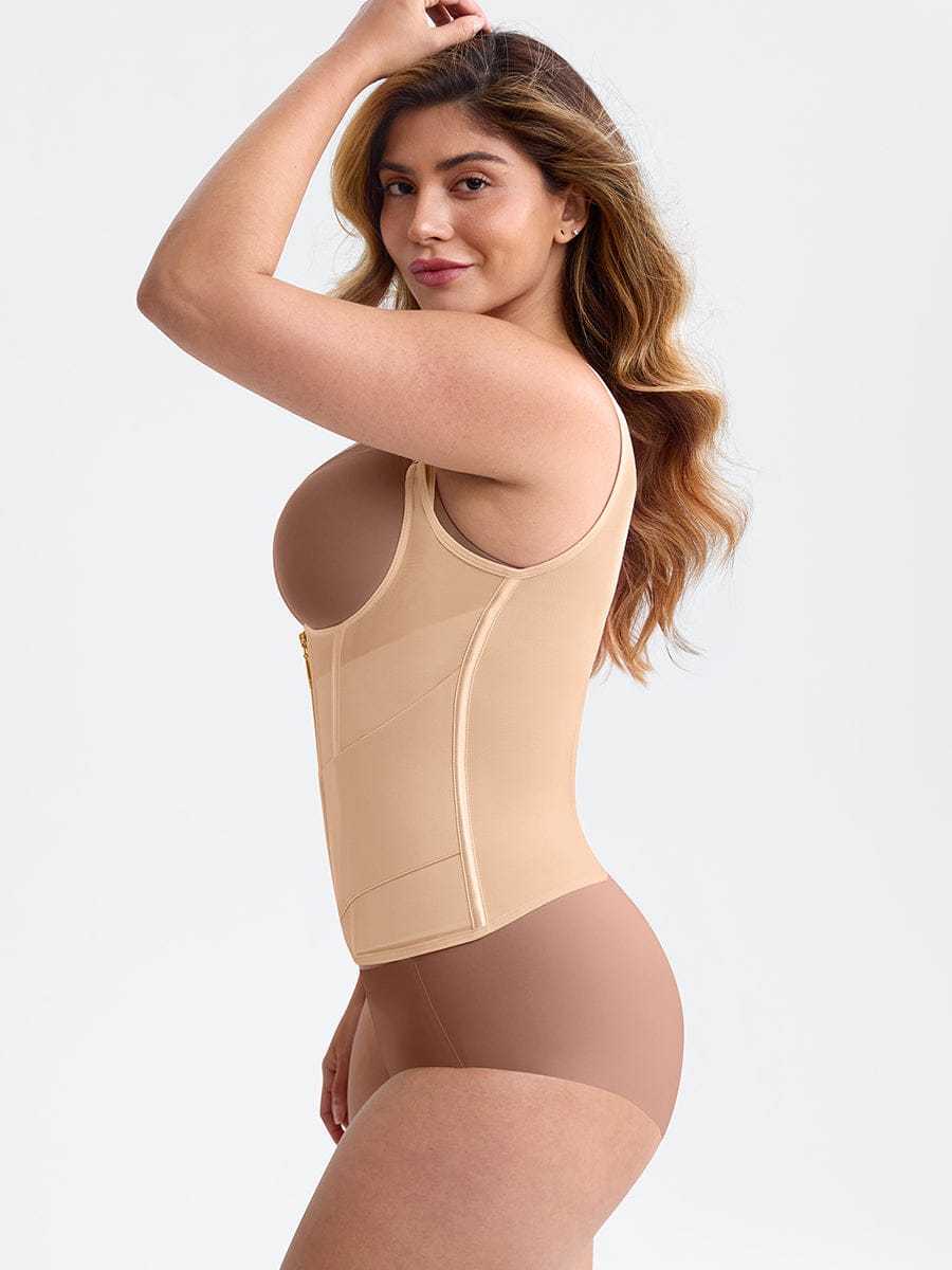 Wholesale 7 Steel Bones Mesh Chest Support Waist Cincher Tank Top with Adjustable Strap.