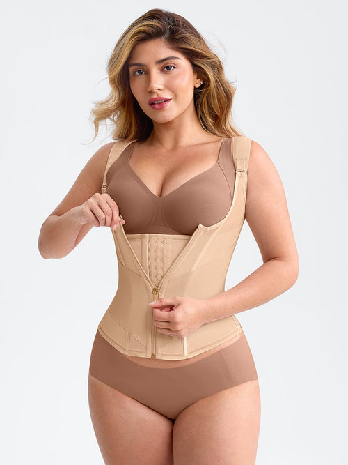 Wholesale 7 Steel Bones Mesh Chest Support Waist Cincher Tank Top with Adjustable Strap.