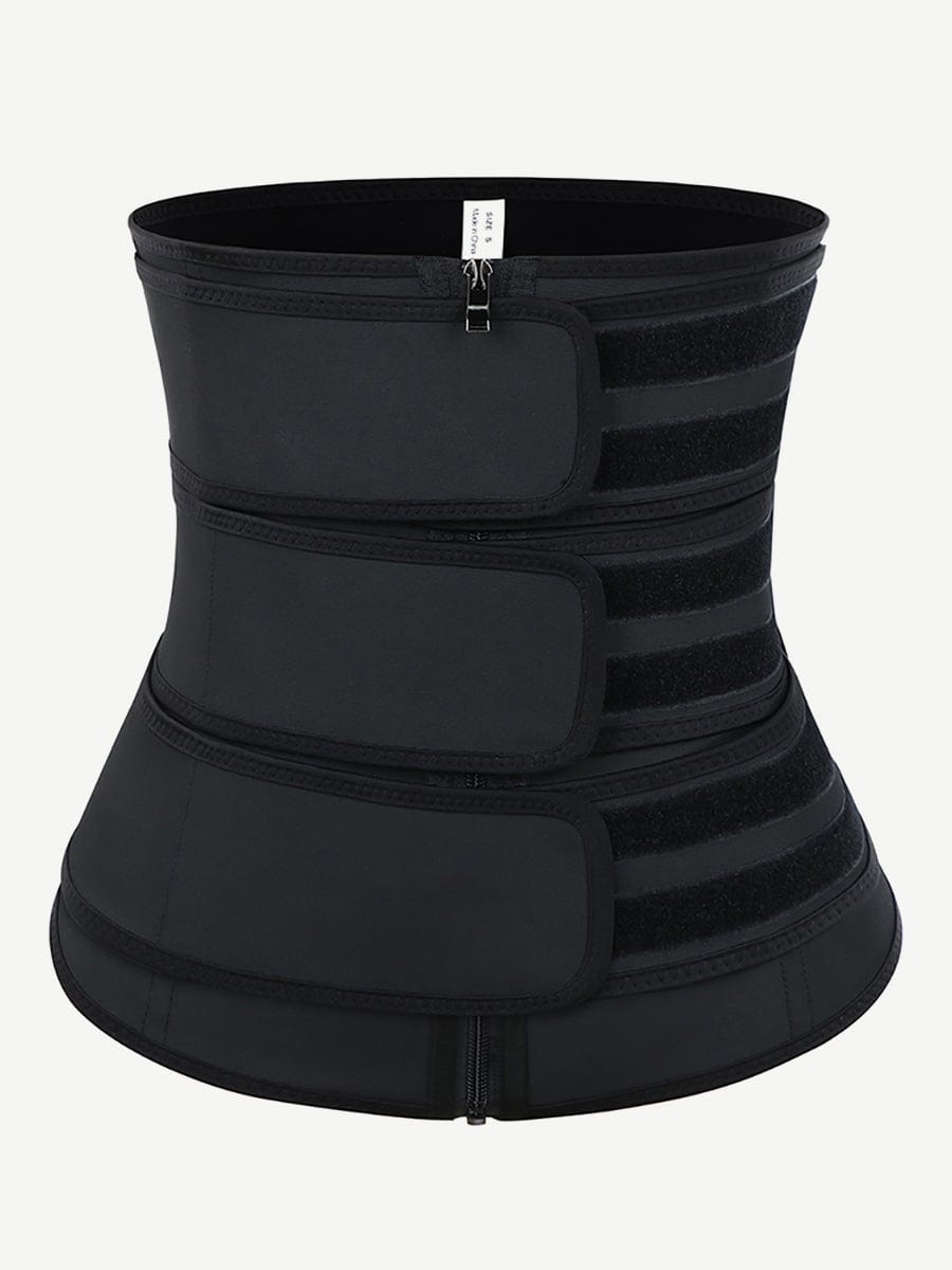 Wholesale Rose Red Tummy Waist Trainer 7 Steel Bones Latex Zipper Control Midsection